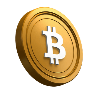 Schräg positionierte Bitcoin BTC Münze als gestalterisches Element im Hero-Bereich
